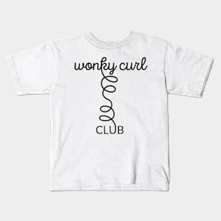 Wonky Curl Club - black text Kids T-Shirt